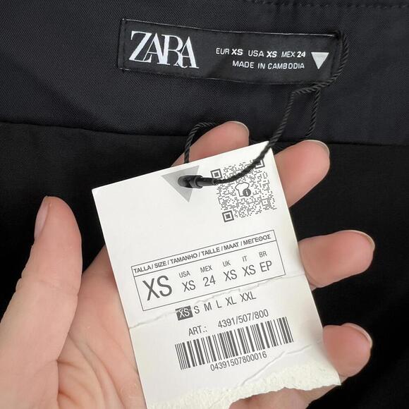 Brand New Zara Women's XS Black Skirt Front Full Zipper Wide Leg Pants 4391/507 - Picture 6 of 13